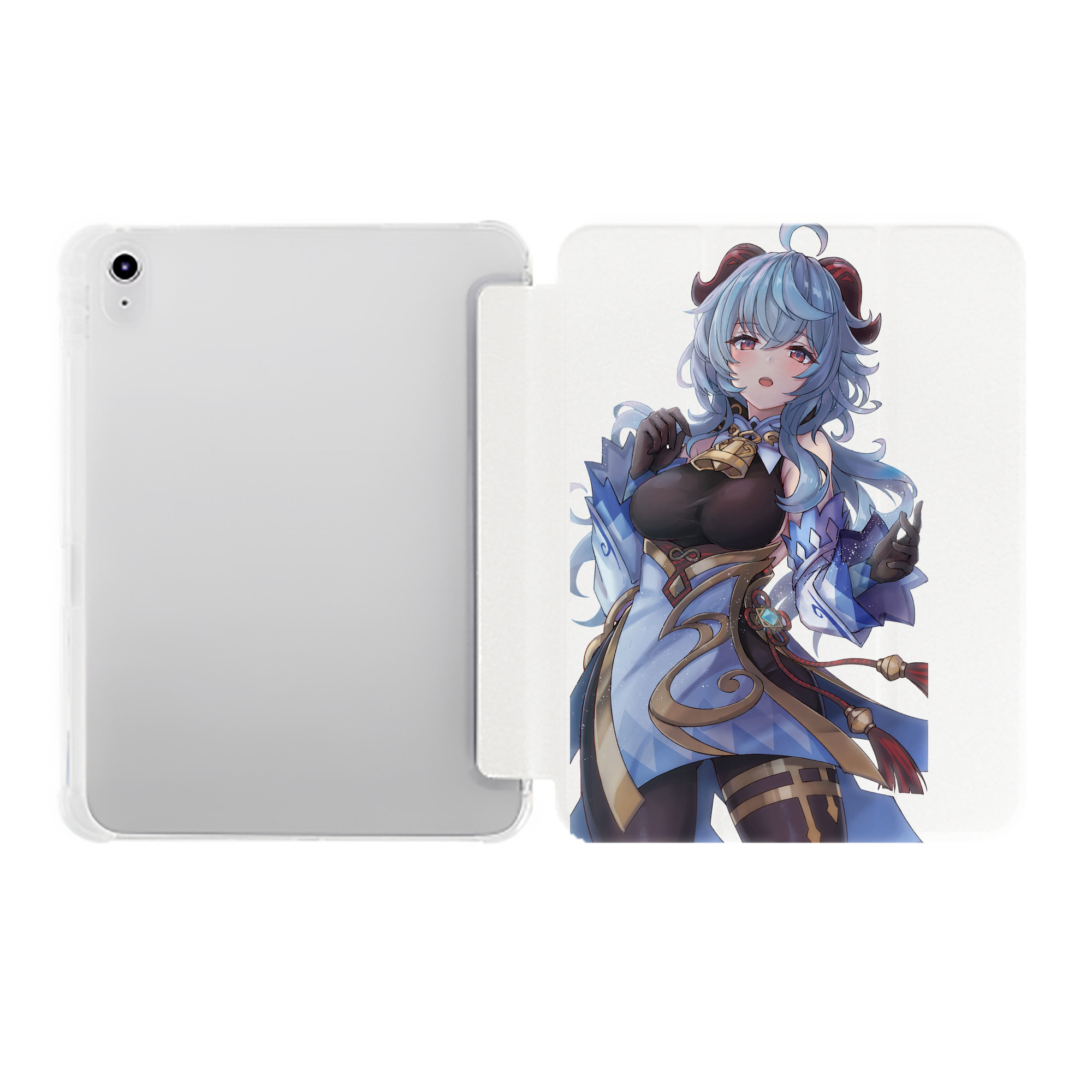 げんし神 甘雨 かんう genshin Ganyu IPad ケース ペン収納付き 三つ折りスタンド PUレザー×シリコン 対応機種9.5/10.5/10.9インチ